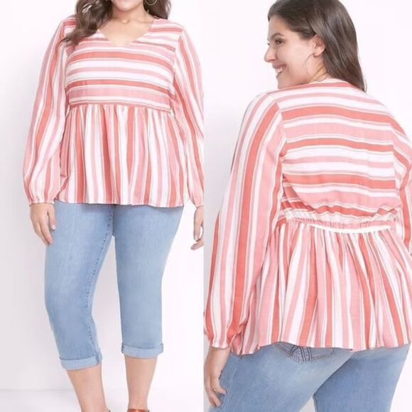 Lane Bryant Tops - Lane Bryant Striped Peplum Top Size 22/24